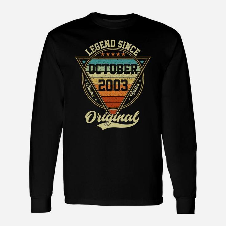 Legend Since October 2003 18Th Birthday Vintage Sweatshirt Unisex Long Sleeve