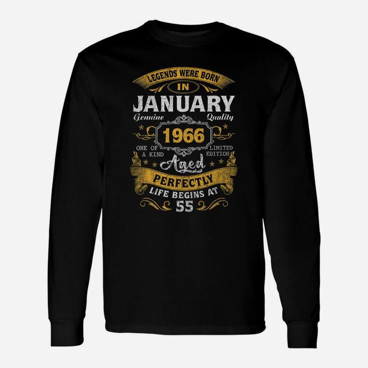 Legends Born In January 1966 55Th Birthday Gift 55 Yrs Old Unisex Long Sleeve