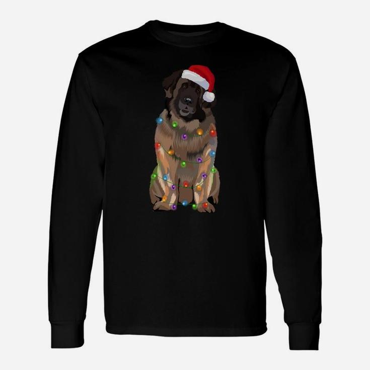 Leonberger Christmas Lights Xmas Dog Lover Santa Hat Sweatshirt Unisex Long Sleeve