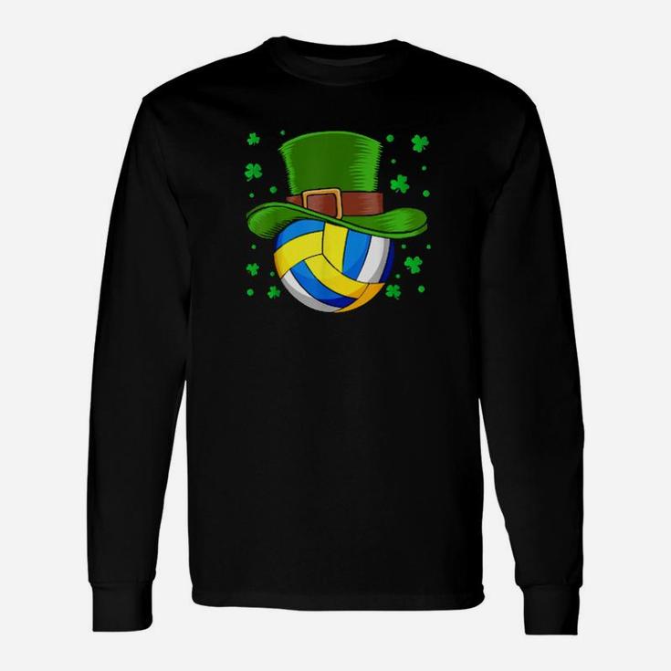Leprechaun Hat Shamrock Irish Volleyball Long Sleeve T-Shirt