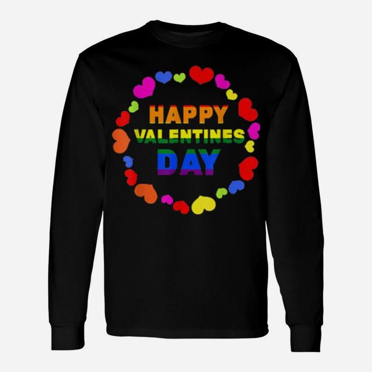 Lesbian Flag Rainbow Pride Happy Valentines Day Long Sleeve T-Shirt