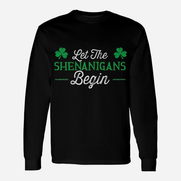Let The Shenanigans Begin St Patricks Day Gift Raglan Baseball Tee Unisex Long Sleeve