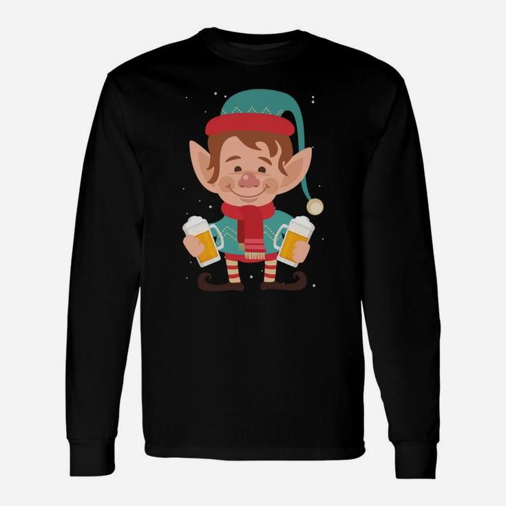 Let's Get Elfed Up Christmas Beer Elf Xmas Drinking Costume Sweatshirt Unisex Long Sleeve