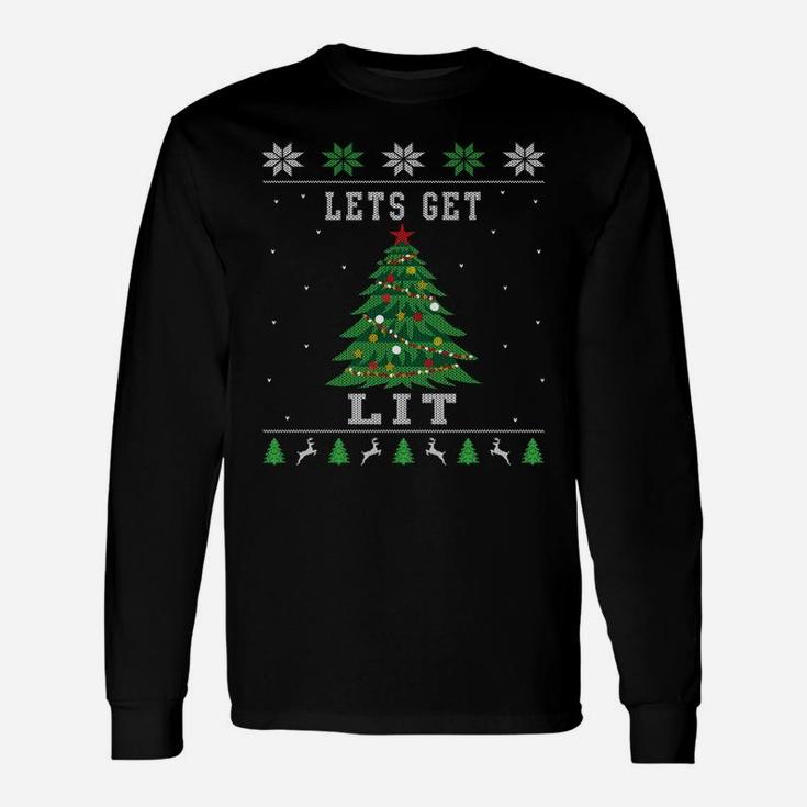 Lets Get Lit Funny Ugly Christmas Sweater Style Christmas Unisex Long Sleeve