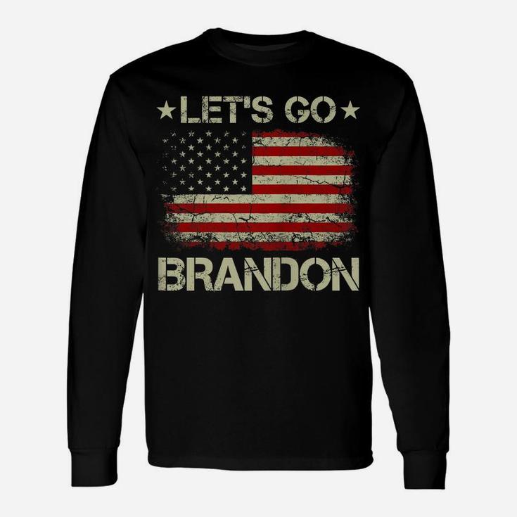 Let's Go Brandon Vintage American Flag Patriotic On Back Unisex Long Sleeve