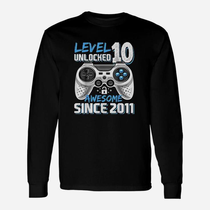 Level 10 Unlocked Awesome 2011 Video Game 10Th Birthday Unisex Long Sleeve