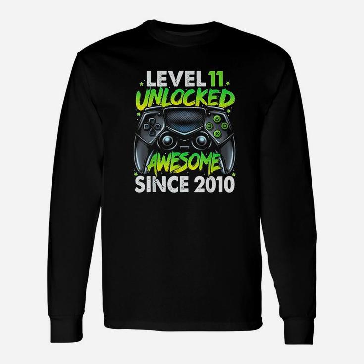 Level 11 Unlocked Awesome Since 2010 11Th Birthday Gaming Unisex Long Sleeve