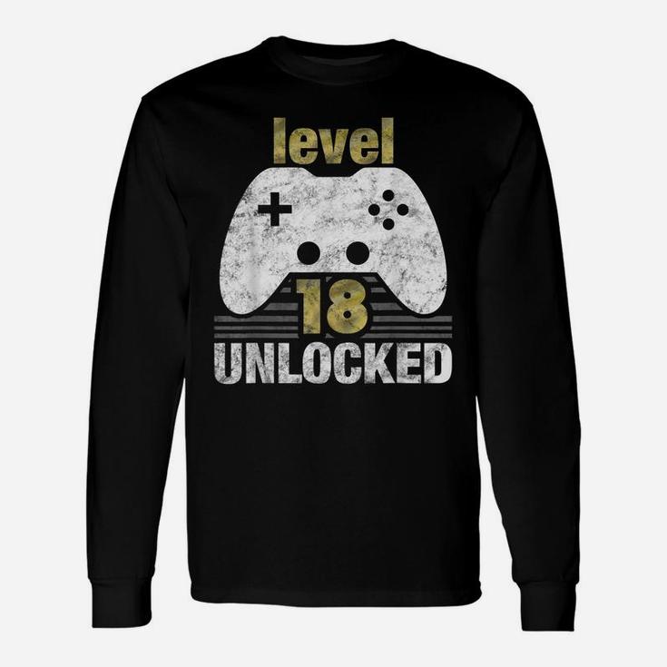 Level 18 Unlocked - 18 Year Old Gift 18Th Birthday Gamer Unisex Long Sleeve
