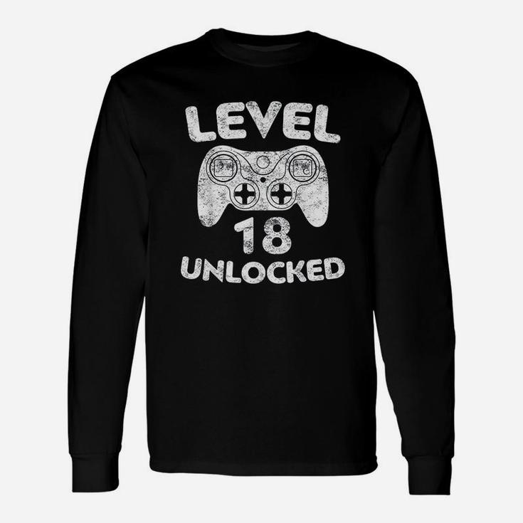 Level 18 Unlocked 18Th Video Gamer Birthday Gift Unisex Long Sleeve