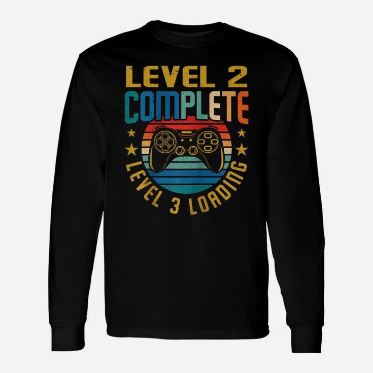 Level 2 Complete Level 3 Loading 2Nd Birthday Video Gamer Raglan Baseball Tee Unisex Long Sleeve