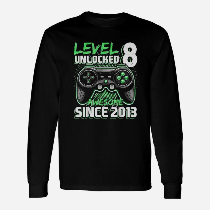 Level 8 Unlocked Awesome 2013 Video Game 8Th Birthday Unisex Long Sleeve