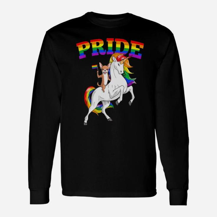 Lgbt Chihuahua Dog Unicorn Gay Pride Rainbow Lgbtq Long Sleeve T-Shirt