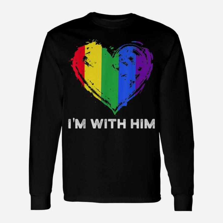 Lgbt Flag Rainbow Pride Him Valentines Day Long Sleeve T-Shirt