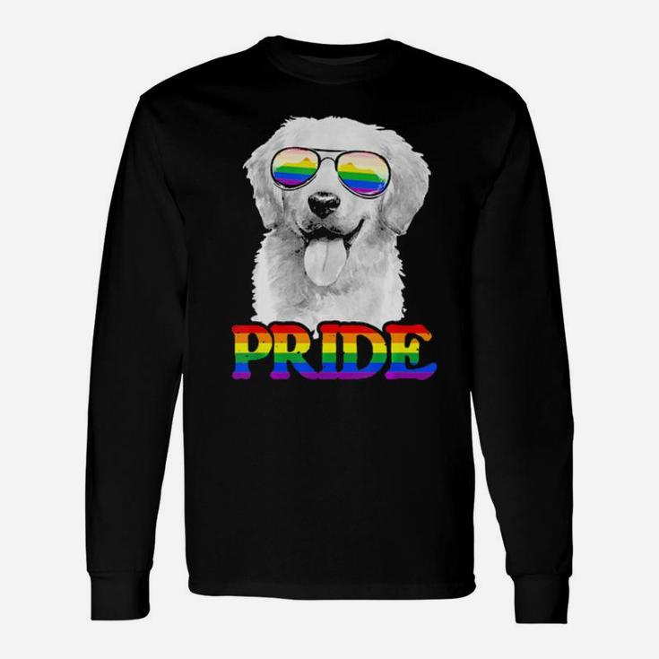 Lgbt Golden Retriever Dog Gay Pride Rainbow Flag Lgbtq Long Sleeve T-Shirt