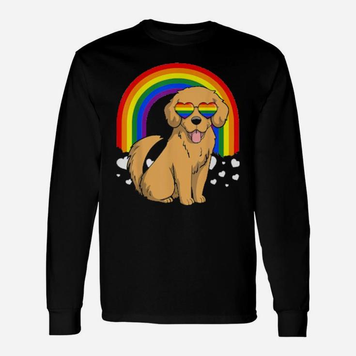 Lgbt Golden Retriever Dog Gay Pride Rainbow Lgbtq Long Sleeve T-Shirt
