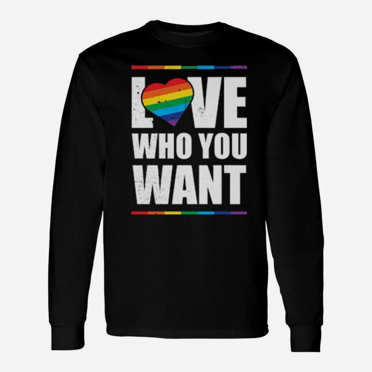 Lgbt Love Who You Want Gay Pride Rainbow Heart Long Sleeve T-Shirt
