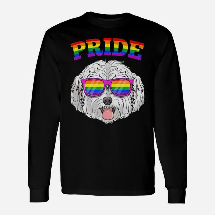 Lgbt Maltese Dog Gay Pride Rainbow Lgbtq Long Sleeve T-Shirt