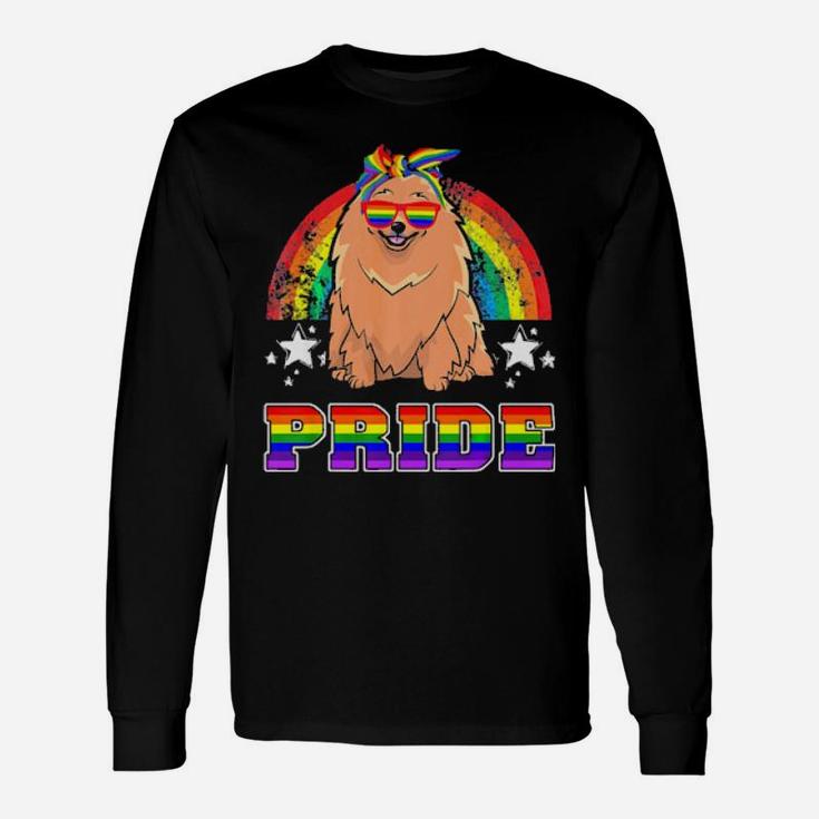 Lgbt Pomeranian Dog Gay Pride Rainbow Long Sleeve T-Shirt
