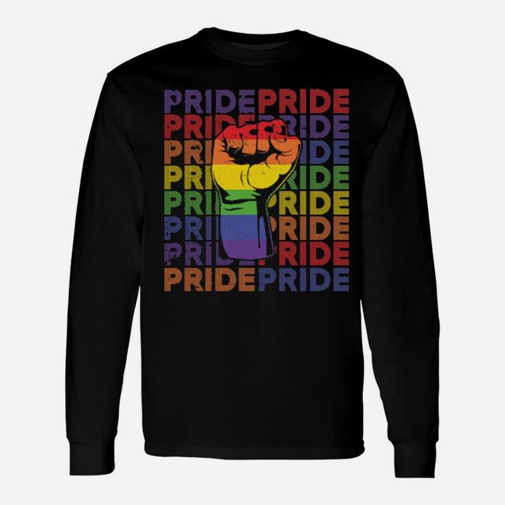 Lgbt Rainbow Fist Pride Lesbian Gay Support Present Long Sleeve T-Shirt