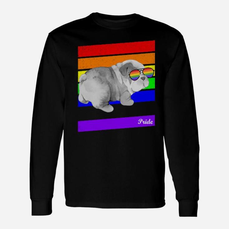 Lgbt Rainbow Flag Gay Pride English Bull Dog Long Sleeve T-Shirt
