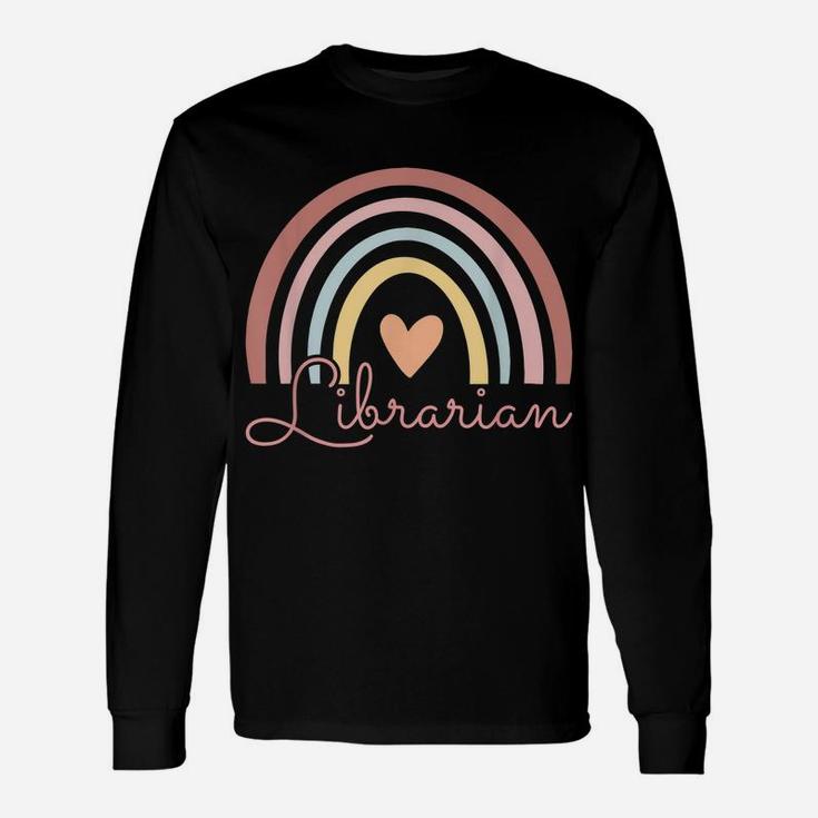 Librarian Cute Boho Rainbow Funny Back To School Librarian Unisex Long Sleeve