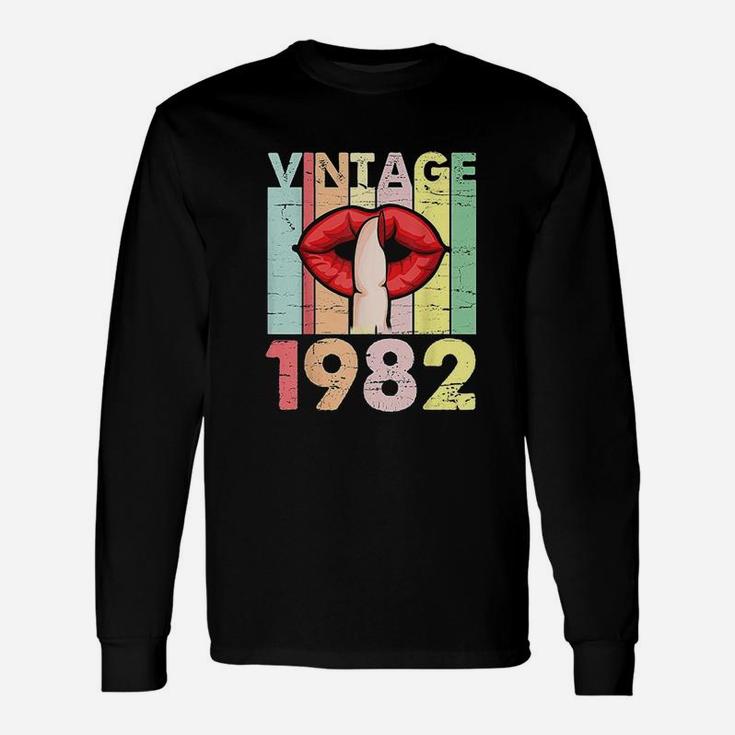 Lips And Finger Vintage 1982 Birthday 39 Years Old Unisex Long Sleeve