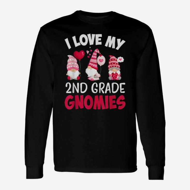 I Love My 2Nd Grade Gnomies Cute Valentines Day Teacher Long Sleeve T-Shirt