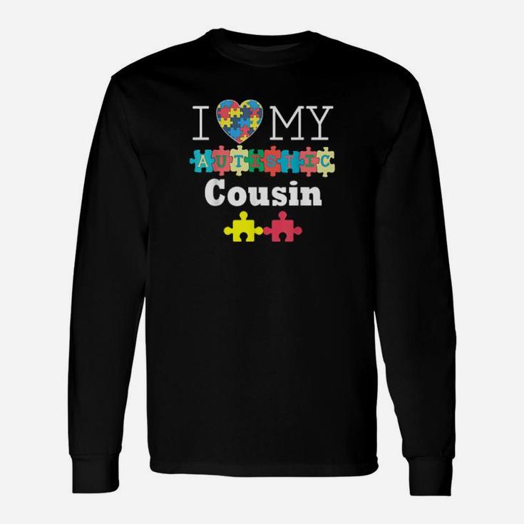 I Love My Autistic Cousin Autism Awareness Day Rainbow Long Sleeve T-Shirt