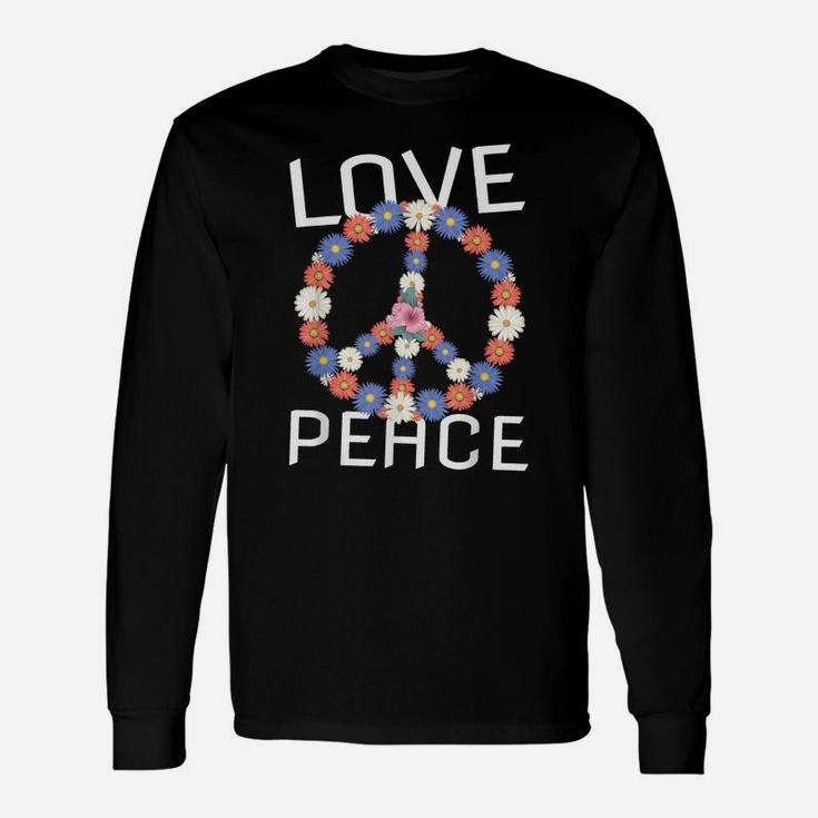 Love Peace Freedom Flower 60S 70S Peace Sign Tee Shirt Unisex Long Sleeve