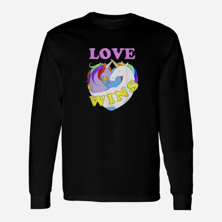 Love Wins Kissing Unicorns Gay Pride Equality Lgbtq Long Sleeve T-Shirt
