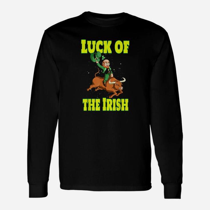 Luck Of The Irish Leprechaun On Bull Long Sleeve T-Shirt