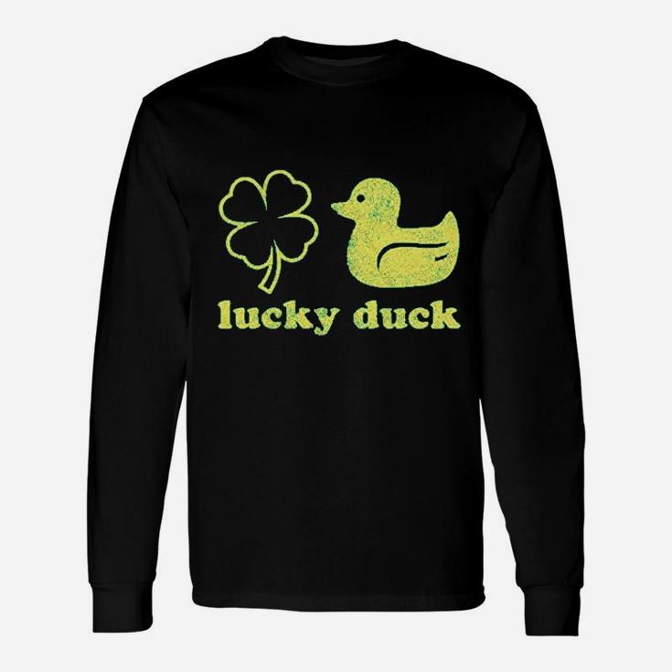 Lucky Duck Shamrock St Patricks Day Long Sleeve T-Shirt