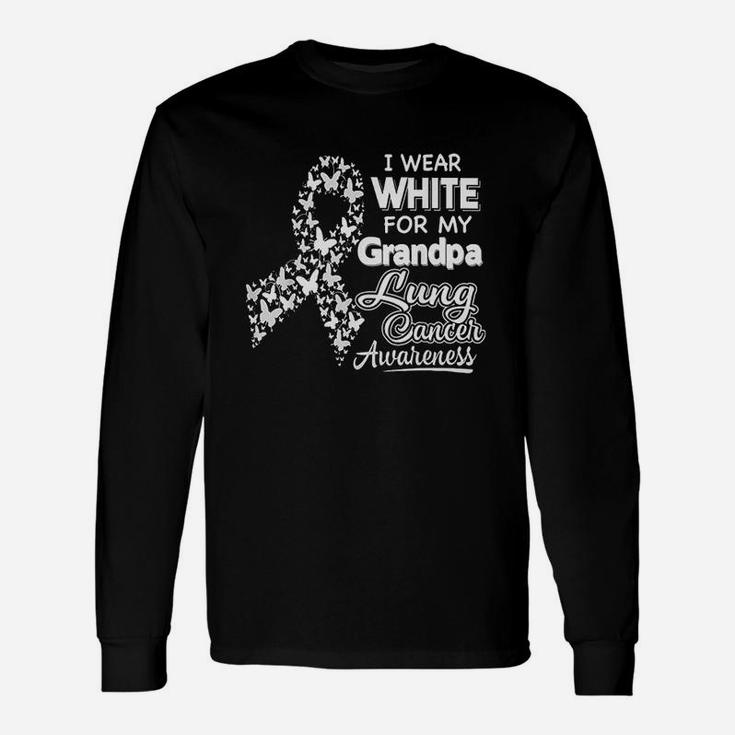 Lung Awareness I Wear White For My Grandpa Unisex Long Sleeve