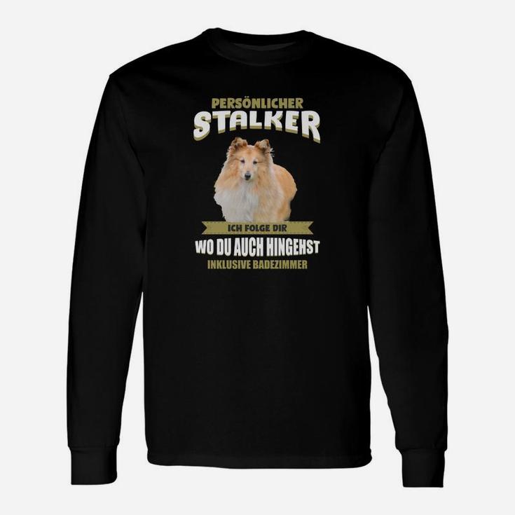 Lustiges Katzen Schwarzes Langarmshirts, Persönlicher Stalker Motiv