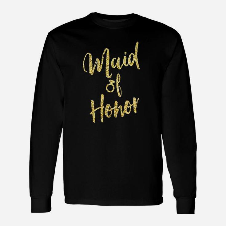Maid Of Honor Gold Script Unisex Long Sleeve