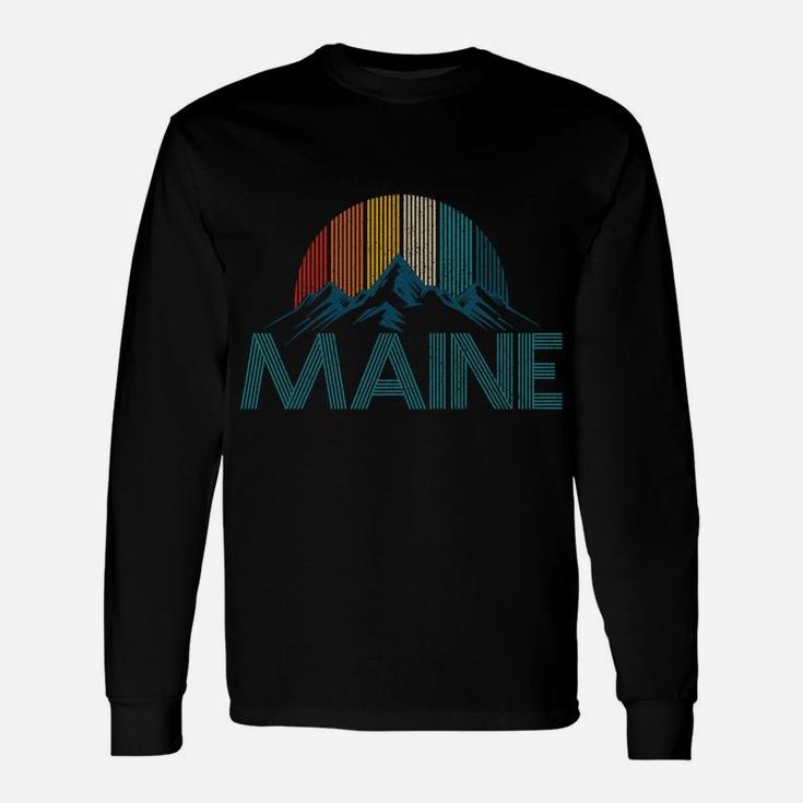 Maine Vintage Retro Mountains Souvenir Gift Unisex Long Sleeve