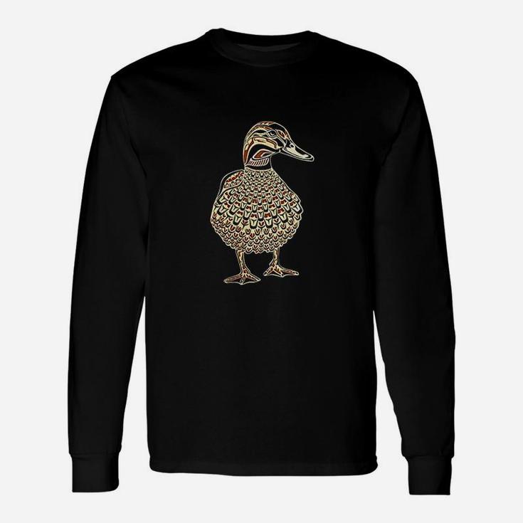 Mallard Duck Bird Lover Northwest Design Native American Art Unisex Long Sleeve