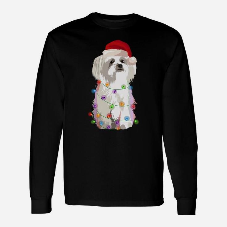Maltese Christmas Lights Xmas Dog Lover Sweatshirt Unisex Long Sleeve