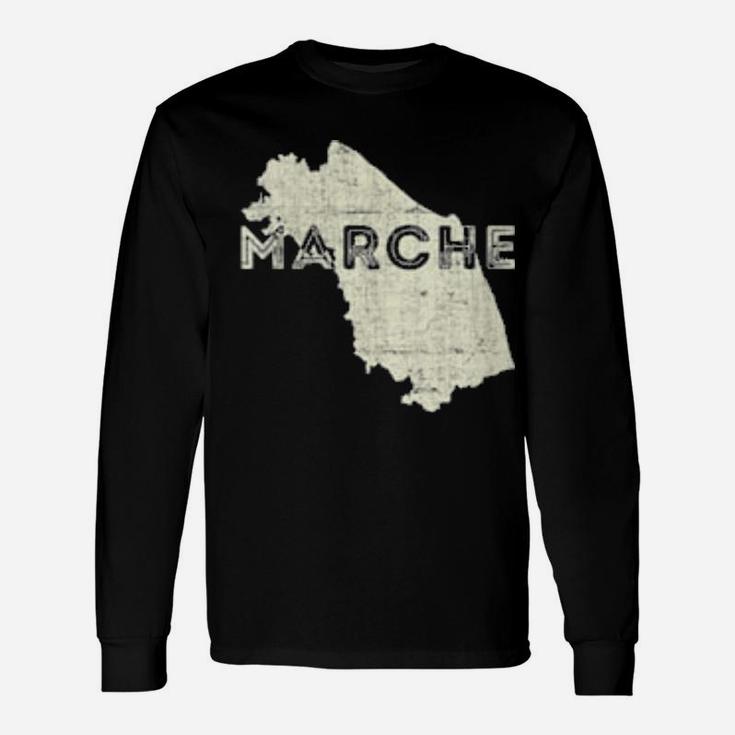 Marches Map Word Art Distressed Marche Italy Souvenir Long Sleeve T-Shirt