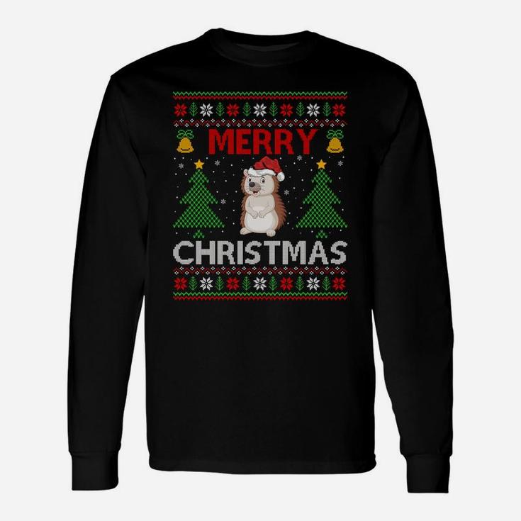 Matching Family Merry Christmas Ugly Hedgehog Christmas Sweatshirt Unisex Long Sleeve