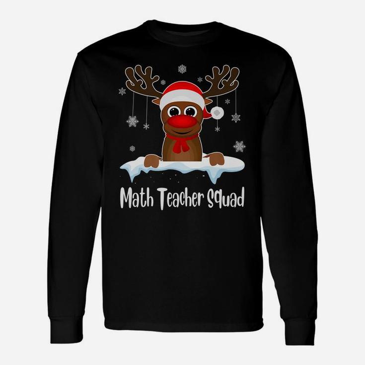 Math Teacher Squad Reindeer Santa Hat Christmas Party Unisex Long Sleeve