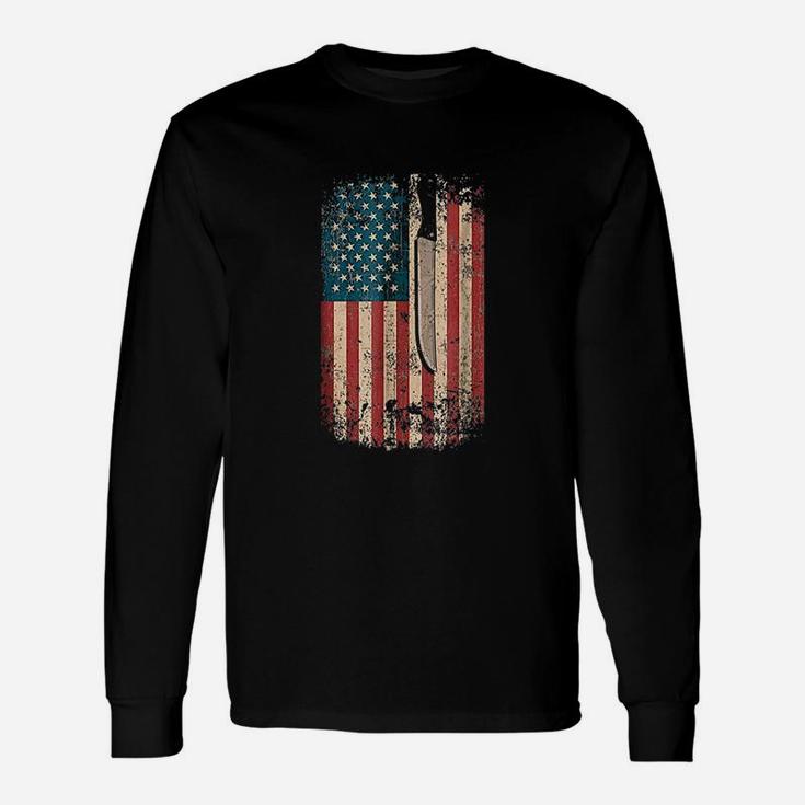 Meat Cutter Profession Usa Flag Unisex Long Sleeve