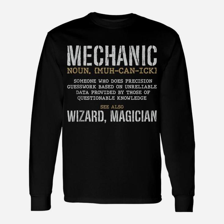 Mechanic Definition Funny Noun Meaning Vintage Gifts Men Unisex Long Sleeve