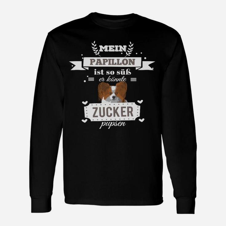 Mein Papillon ist Zucker Süßes Schwarzes Langarmshirts für Hundefans