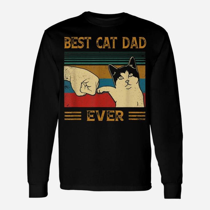 Mens Best Cat Dad Ever Bump Fist Funny Cat Daddy Gift Vintage Unisex Long Sleeve