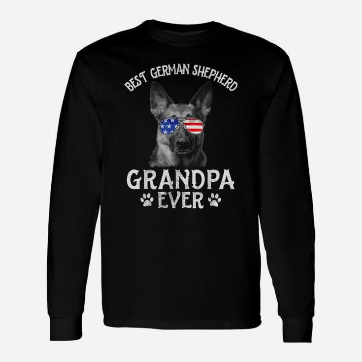 Mens Best German Shepherd Grandpa Ever American Flag 4Th Of July Unisex Long Sleeve