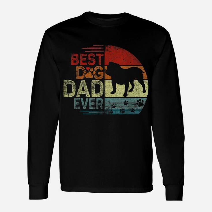Mens English Bulldog Vintage Dog Dad Shirt Cool Fathers Day Retro Unisex Long Sleeve