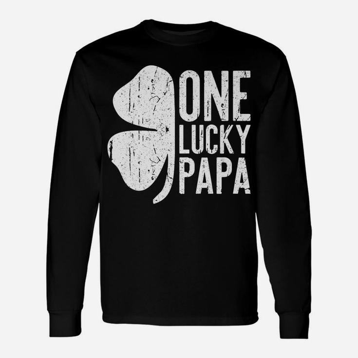 Mens One Lucky Papa  Vintage St Patrick Day Gift Unisex Long Sleeve