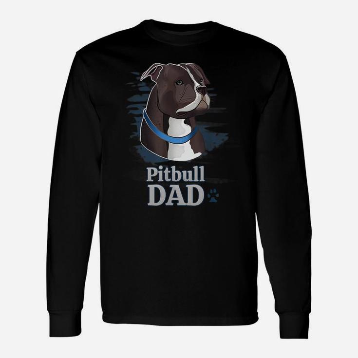 Mens Pitbull Dad Dog Lover Illustration Pitbull Owner Unisex Long Sleeve
