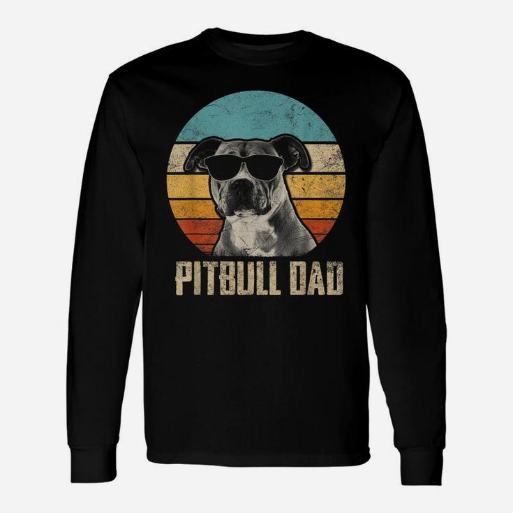 Mens Pitbull Dad Vintage Sunglasses Funny Pitbull Dog Owner Unisex Long Sleeve